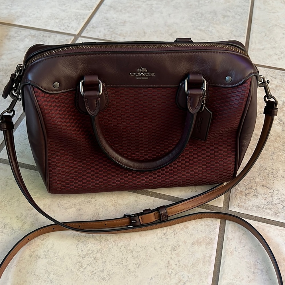 Coach Oxblood Jaquard Satchel